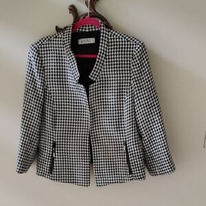 Kasper Black and White Houndstooth Blazer